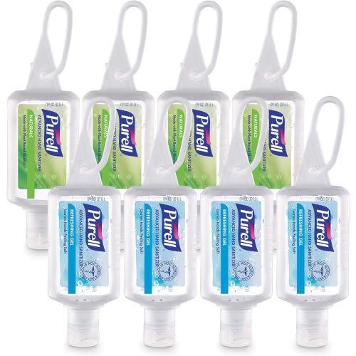 Purell Advanced Hand Sanitizer Variety Pack, Naturals and Refreshing Gel, 1 Fl Oz Travel Size Flip-Cap Bottle with Jelly Wrap Carrier (Pack of 8) - 3900-09-ECSC