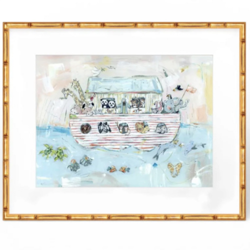 Noah's ark II Painting with Gold Bamboo Frame