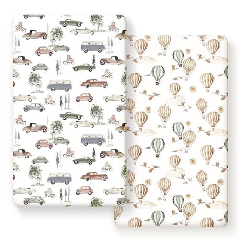 Stretch Ultra Soft Jersey Knit Fitted Crib Sheets Set 2 Pack,Fit All Standard Crib Mattress Pads Safe and Snug, Crib Fitted Sheet for Boys and Girls, Stylish Cars Print Kids Sheets for Boys
