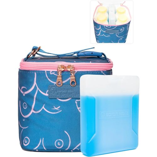 Sarah Wells Cold Gold Breastmilk Cooler with Ice Pack (Blue Pattern)