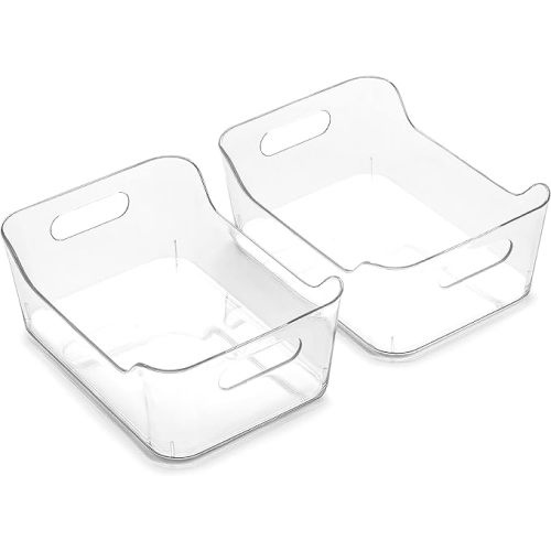 BINO | Plastic Storage Bins, Large - 2 Pack, Clear | THE SOHO COLLECTION | Pantry Organizers and Storage Containers | Fridge Organizer Bins | Kitchen Cabinet Organizer | Medicine Cabinet Bin