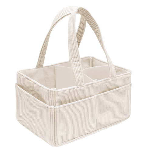 Baby Diaper Caddy Organizer with Handle,Portable Corduroy Diaper Storage Basket for Nursery Baby Shower Newborn