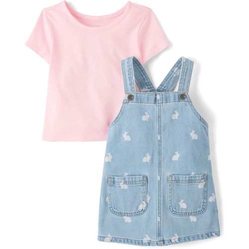 The Children's Place Baby Girls' And Toddler Short Sleeve Shirt and Skirtall 2 Piece Outfit