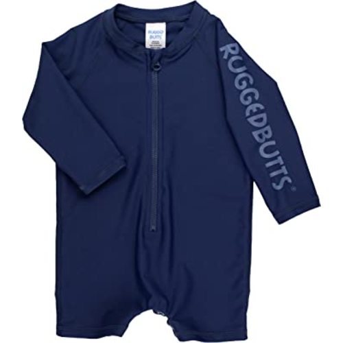 RUGGEDBUTTS Baby/Toddler Boy Swimsuit, One Piece Zipper Rash Guard Sunsuit with UPF 50+ Sun Protection