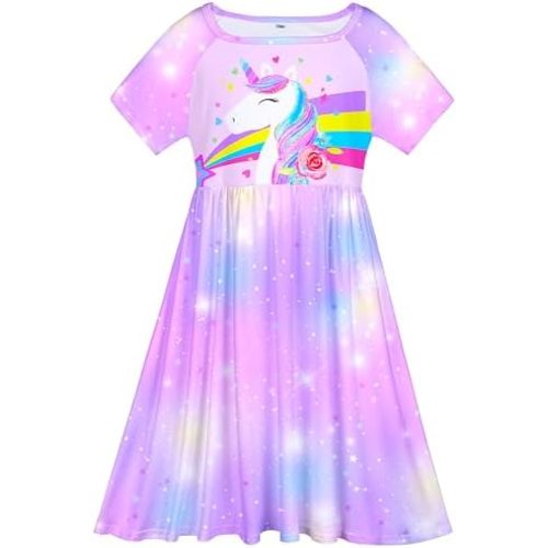 Girls Nightgowns Unicorn Dress Pajamas for Kids Toddler Princess Nightgown Dress Unicorn Clothes for Girls