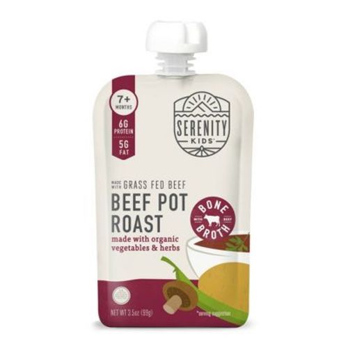 Serenity Kids Grass Fed Beef Pot Roast with Organic Vegetables, Herbs & Bone Broth Baby Food Pouch - 3.5oz