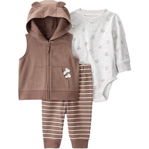 Carter's Baby Boys' 3 Piece Plaid Patch Little Vest Set