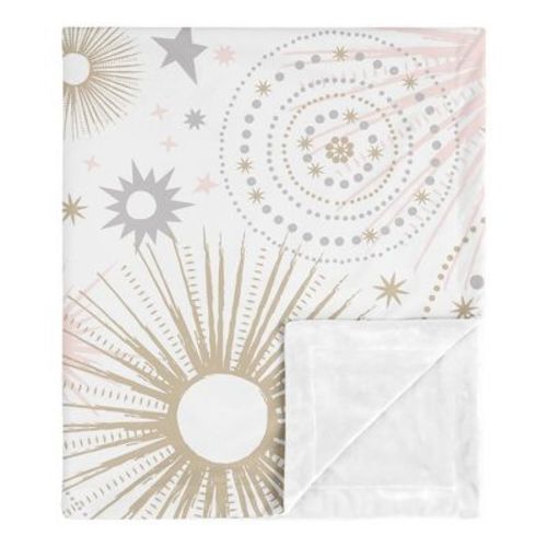 Sweet Jojo Designs Girl Baby Security Blanket Celestial Pink Gold and Grey