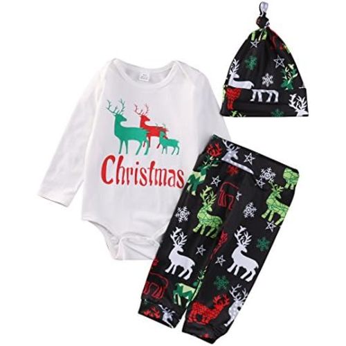 Zekky Newborn Baby Boy Deer Printed Grey Tshirt Top Camouflage Pants Hat 3Pcs