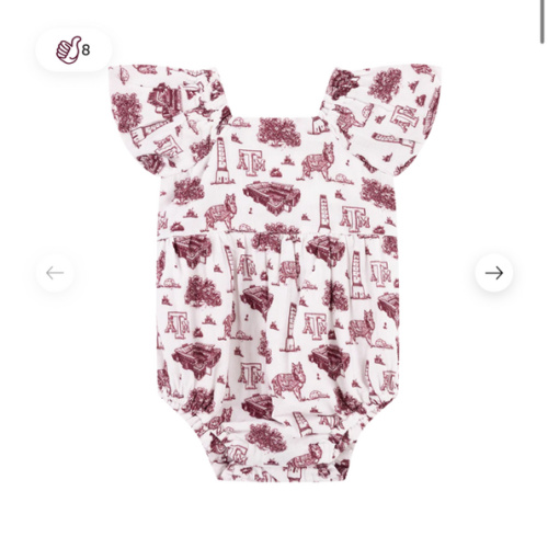 Texas A&M Toile Puff Sleeve Onesie