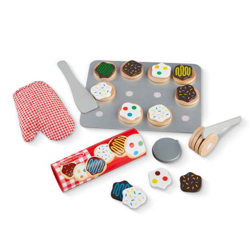Free Shipping! Melissa & Doug Wooden Cookie Set with Sliceable Cookies Toppings Baking Utensils