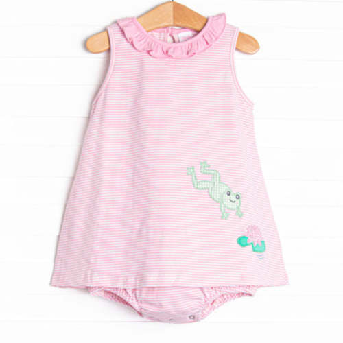 Little Leap Frog Applique Skirted Bubble, Pink – Stitchy Fish
