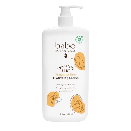 BABO Botanicals Sensitive Baby Fragrance-Free Daily Hydrating Baby Lotion - Shea Butter & Jojoba Oil - for Body & face - for Babies, Kids & Adults with Sensitive Skin - EWG Verified - Vegan