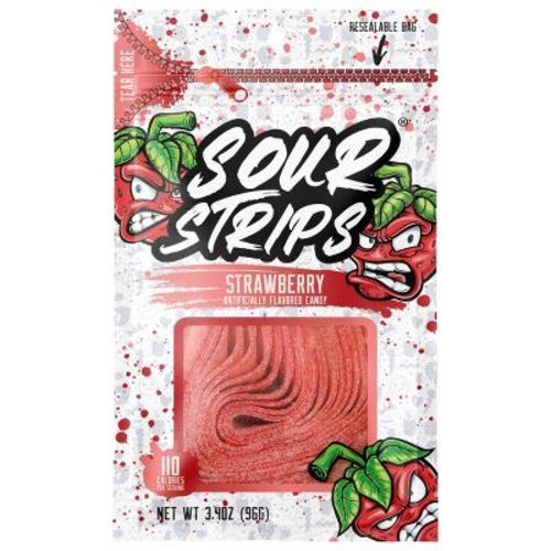 Strawberry Sour Strips Candy - 3.4oz
