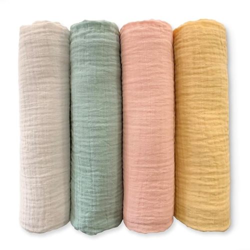 SwaddleDesigns Cotton Muslin Swaddle Blankets for Babies, Set of 4, Neutral Receiving Blankets for Newborn, Baby Registry & Gift, 46x46 inches, Spring Garden
