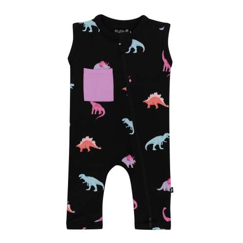 Zippered Sleeveless Romper in Midnight Roar