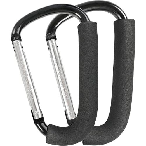 Stroller Hooks, 6.3" Large Stroller Clip, 2 Pack Stroller Hooks for Hanging Bags and Shopping, Stroller Accessories for Mommy, Large Carabiner