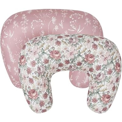Little Jump Western Wild Flowers Nursing Pillow Cover Slipcover for Breastfeeding Pillows, Soft and Comfortable Safely Fits On Standard Infant Nursing Pillows (2 Pack Vintage Floral)