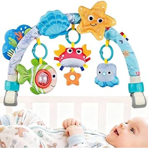 ZFSZSY Baby Mobile for Crib, Stroller Crib Mobiles, Car Seat Arch Arm Toys Hanging Bar Attachments for Infants 0-6 6-12 Months, Bassinets Nursery Portable Mobile Pack and Play Boys Girls Clip On