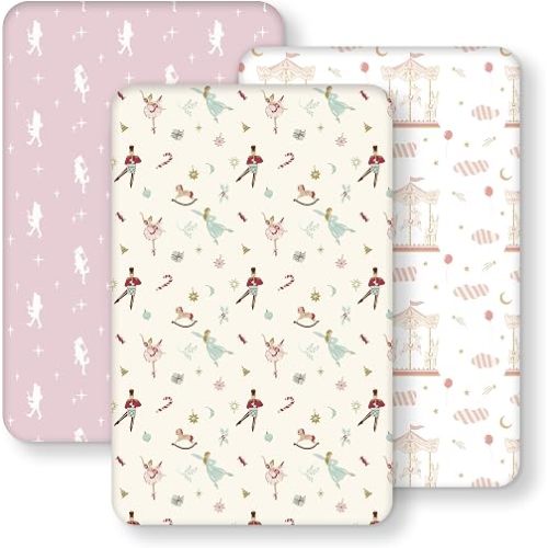 Baby Bedside Bassinet Sheets Fitted, 33”x20” Compatible with Baby Delight Dream On Me & Most Rectangle Bedside Sleeper Bassinet Mattresses, Super Soft Microfiber Pink Ballet