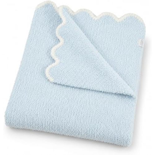 Mud Pie Children's Blue Scallop Chenille Baby Blanket