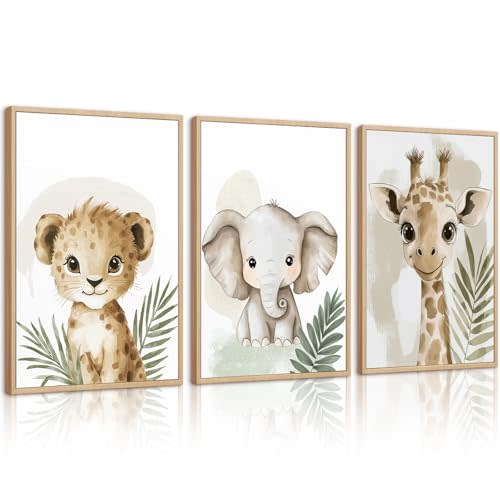 Lhoiplme Nursery Animal Wall Art Decor Baby Boy Kids Room Pictures Safari Jungle Nursery Canvas Wall Decor Toddler Woodland Animals Prints Cute Giraffe Poster Artwork for Bedroom 8x10x3 Inch Unframed