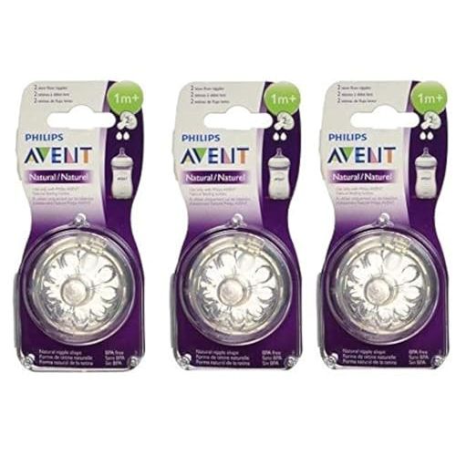 Philips Avent Natural Nipple Slow Flow - 6 Pack