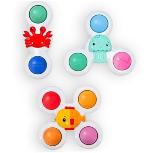 Fisher-Price™ Sensory Spin Set, 3-Piece Suction Cup Spinner Toys for Babies & Toddlers, Bath Toys & Activity Toys for High Chairs, Tables & Windows, 6M+