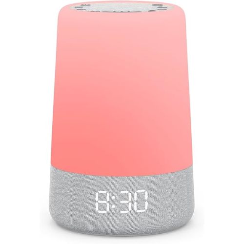 REACHER Sleep Trainer Alarm Clock for Kids, Night Light, White Noise Machine and OK to Wake Clock for Toddlers at Home or Travel, App-Free, Rechargeable