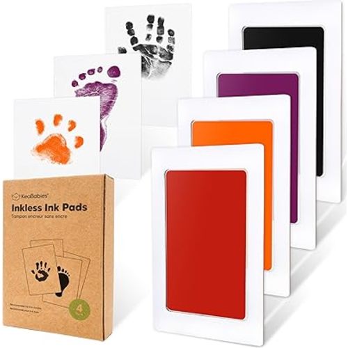 4pk Inkless Baby Hand and Footprint Kit, Mess Free Ink Pads (Halloween, R)