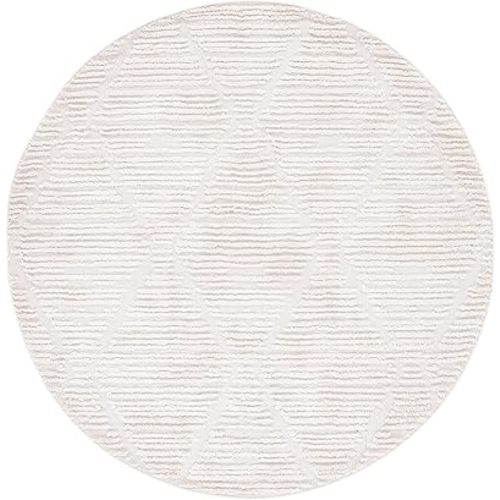 SAFAVIEH Marrakesh Collection Area Rug - 6'7" Round, Beige, Moroccan Trellis Design, Non-Shedding & Easy to Clean, Ideal for Living Room, Bedroom, Dining Space (MRK517C)