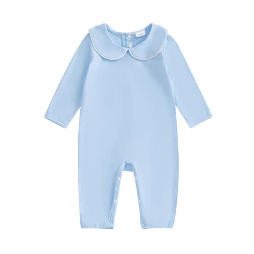 Merqwadd Baby Coming Home Outfit Boy Girl Cotton Long Sleeve Romper Jumpsuit Plain One-Piece Clothes