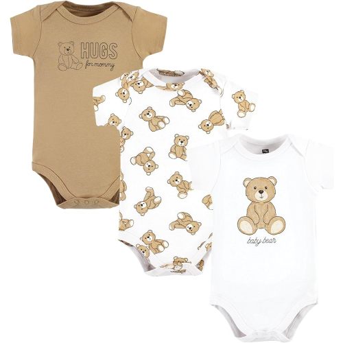 Hudson Baby Cotton Short Sleeve Bodysuits, 3 Pack Shirt
