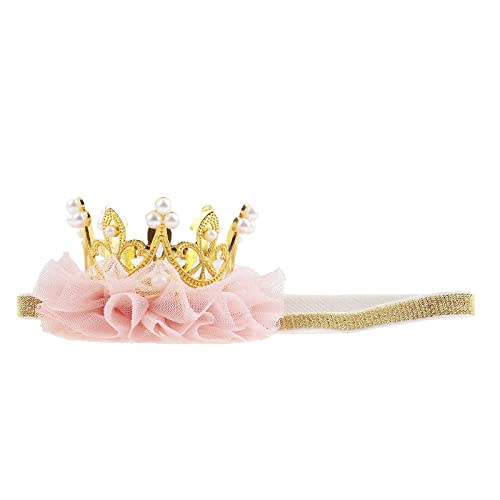 Nishine Princess Toddler Girls Crown Tiaras Baby Elastic Birthday Party Crown Headband Photo Props Gift (Pear&Gold)