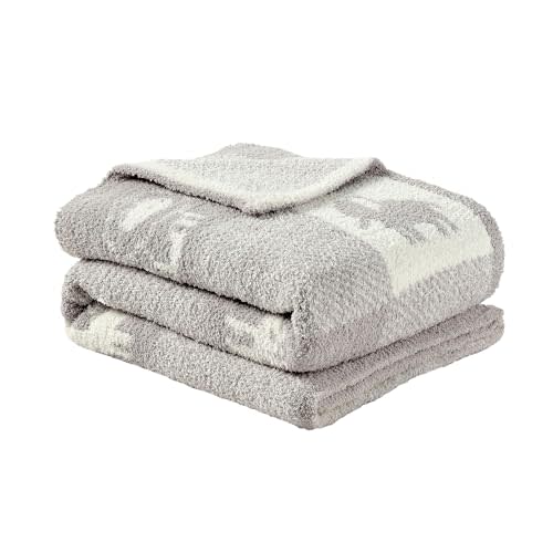 CREVENT 30"X40" Cozy Soft Warm Knitted Baby Blanket for Girls Boys, Newborn Essentials for Infant, Baby Shower Receiving Gift - Animal Grey 75X100cm