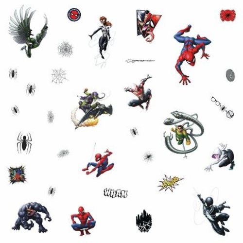Spider-Man Favorite Characters Peel and Stick Kids' Wall Decals - RoomMates: Vinyl, Self-Adhesive, 32 Pieces, DC Comics