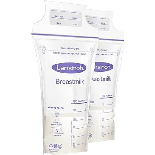 Lansinoh Breastmilk Storage Bags, 200 Count Value Pack, Easy to Use Milk Storage Bags for Breastfeeding, Presterilized, Hygienically Doubled-Sealed, for Refrigeration and Freezing, 6 Ounce