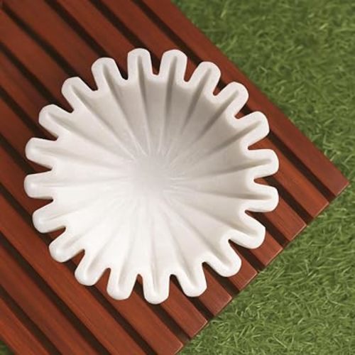 SWADESHI BLESSINGS Handcrafted Marble Ruffle Bowl for Home Decor, 6"