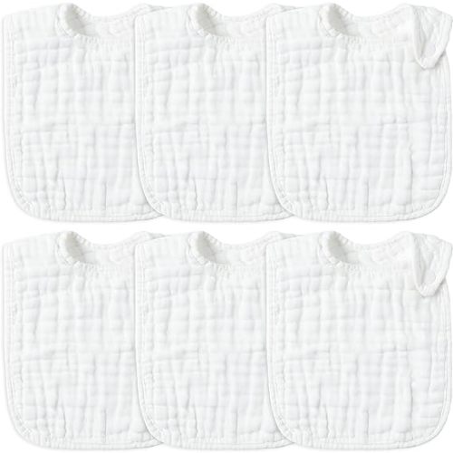 Zainpe 6Pcs Snap Muslin Cotton Baby Bibs