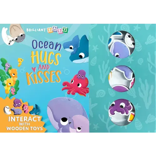 Little Hippo Books Ocean Hugs and Kisses | Interactive Toddler Books with Wooden Toys for Kids | Ocean Board Books & Kids Books | Ocean Animals Baby Book and Baby Toy