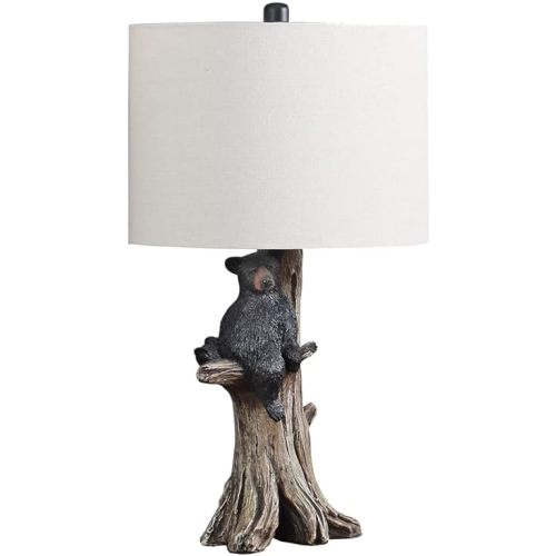 ORE International 24.75" in Black Bear On A Tree Polyresin Table Lamp