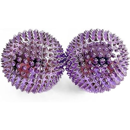 2X Spiky DBT Skill Balls | 2inch | Magnetic Stress Relief Balls | Spiky Massage Balls for Relaxation, Tension Release, Focus & Mobility (Purple)