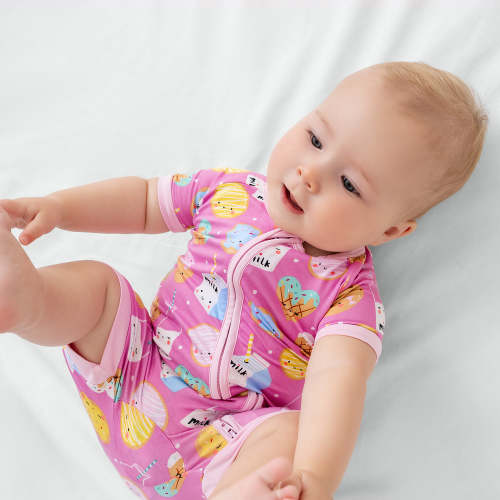 Pink Cookies & Milk Shorty Zippy - Little Sleepies