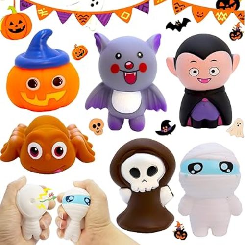 Halloween Toys for Kids, Rubber Bath Toy Cute Floating Squeaky 3in Rubber Ghost for Shower, Classroom Carnival Prizes, Cake Decoration Party Favors for Toddlers(6 Pcs)