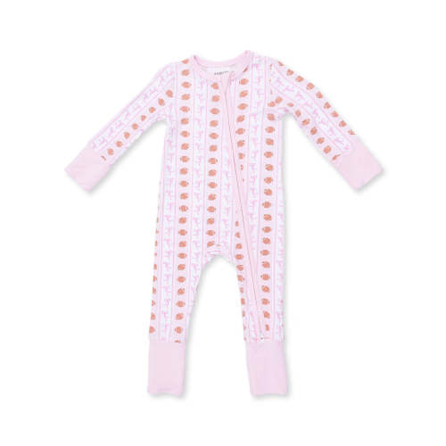 Spearmint Love 2-Way Zip Romper, Football Bow Stripe, 0-3 M