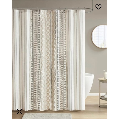 Imani Stripe Cotton Chenille Shower Curtain, 72" x  72"