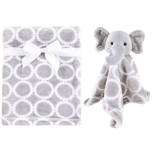 Hudson Baby Infant Plush Blanket with Security Blanket, Neutral Elephants, One Size
