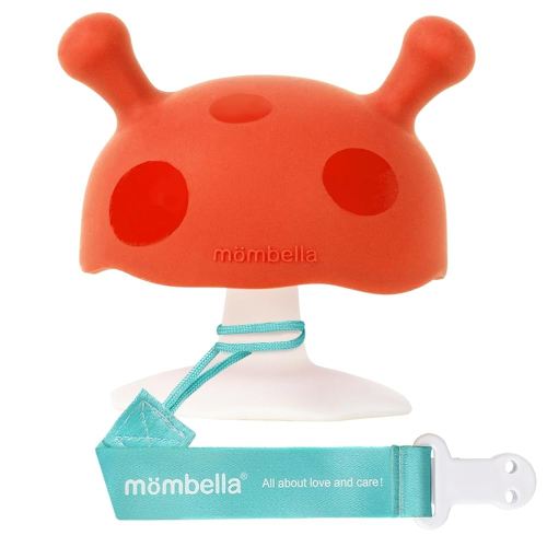 Baby Teething Toys for 3-12 Months+,Silicone Mombella Baby Teether,Soft & Easy to Grasp for Teething Relief,Safe & Comfortable Teether Toys for Sucking Needs,BPA Free (Orange)