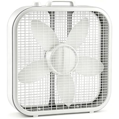 Box Fan - 20'' Portable Electric Floor Fan with 3 Quiet Speeds, 1800 CFM High Velocity Airflow, Weather-Resistant Motor for Window Use, Slim Cooling Unit for Basement, Home and Office, White