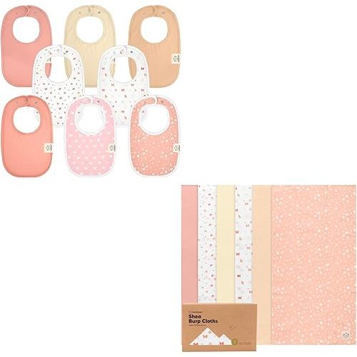 KeaBabies 8-Pack Baby Bibs for Girls & Boys and 6-Pack Burp Cloths Baby Girl, Boy - Teething Baby Bibs for Boy, Girl, Large Baby Burp Cloths